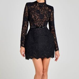Nadine Merabi Addison Long Sleeve Lace Overlay Cocktail Minidress in size 6 NWT